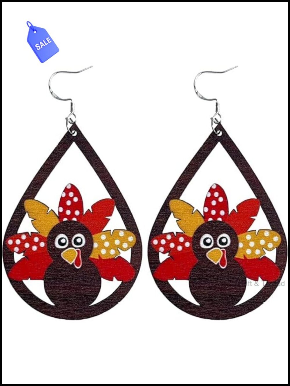 Thanksgiving Turkey Drop Dangle Earrings Acrylic Metal Women Fall Party